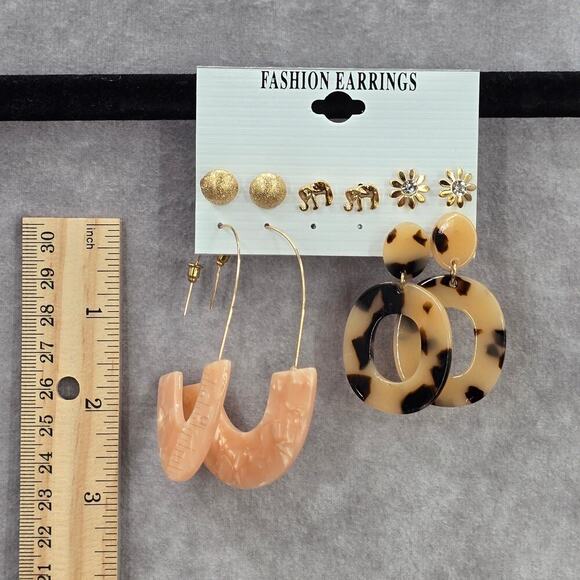 Pink Gold Stud Resin Hook Long Boho Dangle Fashion Jewelry Earrings NWT JB2-63 - Picture 3 of 3